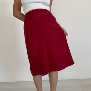 Red Wool Midi Skirt